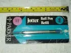 vtg parker t-ball jotter blue fine ball pen refill metal shell & textured ball