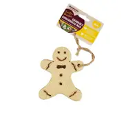Rosewood 12cm Wooden Gnawable Gingerbread Man W/Jute Cord Rabbit Pet Toy Cream