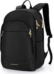 LIGHT FLIGHT Travel Laptop Backpack Women, 15.6 Inch Anti Theft Laptop Backpack with USB Charging Hole, Water Resistant College School Bookbag, Large Capacity Black Computer Backpacks for Work, Black