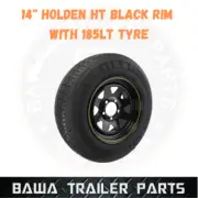SUNRAYSIA BLACK 14" Holden HT WITH 185 LT TYRE ! Trailer Parts