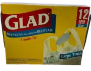 Glad Recycling Bags Large Trash Handle Tie 12 Bags - 33 Gallons