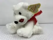 Aurora "Pucker Up Teddy" White Teddy Bear Plush 10"red, ribbon kiss on cheek NWT