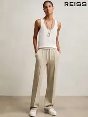 Reiss Sage Green Ronnie Interlock Pintuck Drawstring Joggers (F67117) | $245