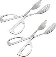 GGOUPTY Food Serving Tongs 2 PACK Stainless Steel Salad Tongs for Cooking Cake Bread Kitchen