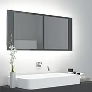 LED Bathroom Mirror Cabinet with RGB Lights, High Gloss Grey, 100x12x45 cm, Durable Acrylic Mirror Design