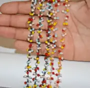 3mm multi beads cluster Rosary chain, bulk beaded jewelry making dangle chain