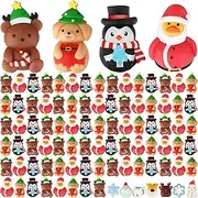 Christmas Mochi Squishy Animals Toys Christmas Rubber Ducks Bear Penguin Snowflake Elk Squishy Fidget Toy Stress Relief Toys Xmas Stockings Decor Christmas Party Favors Goody Bags Filler (48 Pcs)