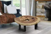 Wood Round Coffee Table, generous 95cm across one of kind 100% unique designed by nature