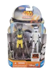 Star Wars Rebels Figure Set Garazeb Zeb Orrelios and Stormtrooper NOS - Dmg Box