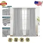 Light Filtering Rod Pocket Linen Curtains 52''x108'' for Modern Living Spaces
