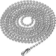 [uxcell] Stainless Steel Ball Chain 1.5mm 25.6" Length 316L Round Bead Necklace Dog Tag Pull Chains with Connectors Clasps for Men Women Jewelry Making Bracelets Keychain, Silver