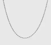 925 Sterling Silver Mens Rope Chain Necklace 3mm Rhodium Plated Italian Jewelry