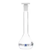 Eisco Volumetric Flask, 50mL - Boro Glass, PE Stopper, QR Code Marking for Cert