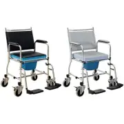 HOMCOM Rolling Shower Wheelchair, Bedside Commode Toilet Chair for Seniors
