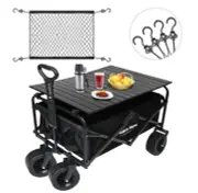 FoldN Go Collapsible Wagon with Net & Table, Heavy Duty Utility Foldable Cart.