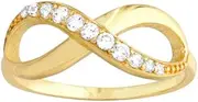 [JewelryWeb] 925 Sterling Silver Gold Plated Side ways CZ Simulated Diamond Infinity Ring Size 6 Band Style-Ring for Women