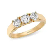 1 ct. Round Cut Diamond Yellow Gold Three-stone Engagement Ring