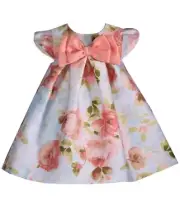 NWT Bonnie Jean Girls 24 Months Blue Coral Bow Floral Mikado Dress & Panties Set