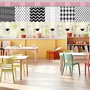 gisgfim 6Pcs Classroom Pencil Curtains Back to School Black White Pencil Window Curtains for Kindergarten Daycare Primary First Day of School Classroom Bedroom Playroom Cover Decor 36 x 24Inches