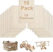 16 Pcs 1/8 Inch Balsa Wood Sheet 12" x 8", 3mm Thin Balsa Wood Sheets for Crafts, Laser, Wood Burning, Model Making, DIY Projects, Unfinished Plywood Sheet for Crafts