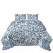 White Mandala on Greyish Marble Coverlet