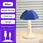 Blue And White Nordic Umbrella Mushroom Table Lamp - Dimmable Ambient Light
