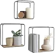 Nuyhadds Modern Wall Shelf Set, Set of 3, Bathroom, Wall Mount Organiser, Stylish Storage for Picture Frames, Plants, Decoration in the Living Room, Bedroom, Kitchen, Office or Hallway