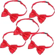 [SHINEOFI] Boys Girls Sequin Bow Ties Red Bow Tie Pre-tied for Suit Stage Show Graduation Everyday Stylish Accessory