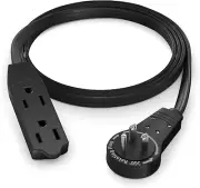 Flat Under Carpet Extension Cord Wire 360Â° Rotating Flat Plug 3 Outlet 3 Prong
