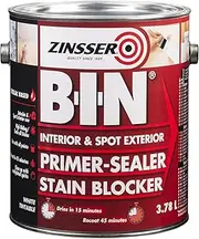 Zinsser B-I-N Shellac-Based Primer | Best Stain & Odour Blocking | Interior Use, Fast Dry Time, Recoat in 45 Minutes | Bonds to Wood, Tile, Glass, & More Without Sanding, White, 3.78 Litre