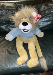 Macys Bullocks Rowland Lion Plush Hand Puppet 24" Denim Jacket Tags Vntg 1994