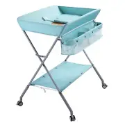 Baby Changing Table Portable Folding Diaper Changing Station with Wheels, Adj...