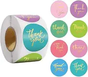 JRong Handmade with Love Stickers Black with Gold Foil, 1.0 Inch Round 500PCS Homemade Stickers Labels for Gift, Decorative Printer Paper for DIY Envelope (Gold Stamping Thank You Sticker)