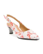 NEW J. RENEE WHITE PINK FLORAL POINTY PUMPS SIZE 8.5 M $89