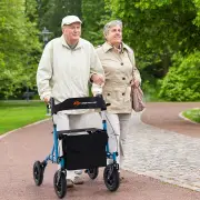 CostwayHeight Adjustable and Foldable Rollator Walker with Storage Bag-Blue