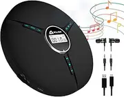 KLIM Discman Portable CD Player with Headphones, Built-in Battery - Compatible with SD Card, CD-R, CD-RW, MP3, WMA - 5 EQ Effects - Walkman for Home, Car - Black