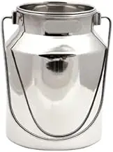 jewellary hub Stainless Steel Metal Milk Jug | Vintage Milk Vases | Silver Milk Gallon | Rustic Milk Cans with Lids (Stainless Steel, 6 Liter)