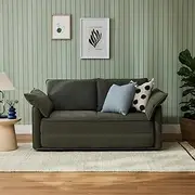 Koala Sofa Bed 2.5 Seater Double, Convertible Folding Sleeper Couch with Angled Backrest and Cushioned Armrests for Living Room, Spare Room and Guest Room, Fig Tree