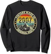 [X.Style] 16 Year Olds Made in 2007 Vintage 16th Birthday Retro Sweatshirt ds080 Sweater (S) Black