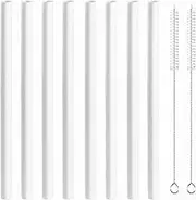 Vexilsy 8PCS BPA-Free Replacement Straws Compatible with Owala Freepsip 24oz 32oz Water Bottles-Reusable Drinking Straws with 2 Cleaning Brushes for Owala Flip 24oz 32oz Accessories Parts (White)