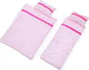 PERSELOSO 1set Dollhouse Bedding Dolls Includes Double Layer Bed Sheets Pillows Easy to Clean Maintain Role Play for Doll Bedroom Accessories