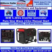 Millers Falls Inverter Generator 4kW 5.2kVA 223cc Sine Wave Open Frame