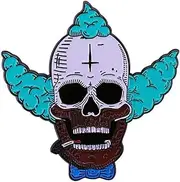 [Pinstant] Clown Skull Dead Cross Tattoo Smoking Treehouse Horror Animated Cartoon Comedy TV Show Animation Funny Humor Joke 1.6" Enamel Pin Badge, 1.6 Inches, enamel, enamel