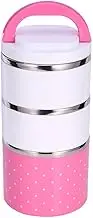 Insulation Thermal Lunch Box Stainless Steel Food Storage Container Portable Box with Handle Cute Dot Pattern 1/2/3 Layers (1200ML,)