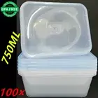 100X PLASTIC TAKE AWAY RECTANGLE FOOD SAFE CONTAINER CONTAINERS 750ML BPA FREE A