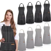 8 Pcs Kitchen Cooking Aprons Adjustable Bib Aprons Chef Apron Kitchen Apron with