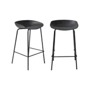 Oikiture Bar Stools Metal Black x2