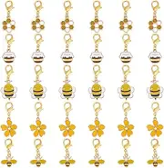 [GOMAKERER] 30 Pcs 5 Styles Bee Zipper Pull, Alloy Enamel Zipper Pull Charms Gold Honeybee Charm with Lobster Claw Clasp for Keychain Dangle DIY Bag Hanging Decor, Alloy Steel