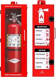 Outdoor 10 lb Fire Extinguisher Cabinet | Wall & Surface Mount | Optional Alarm & Lock | Fire Safety Instructions Included | Holds up to 10 lb Extinguishers (Red, 10 lb)