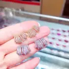 Women 18K Gold Plated Cartilage Ear Wide Band Cubic Zirconia Stud Earrings XJ39